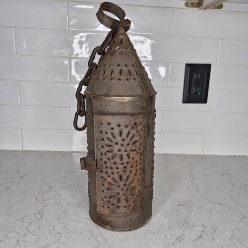 Lantern vintage punched tin - lantern,