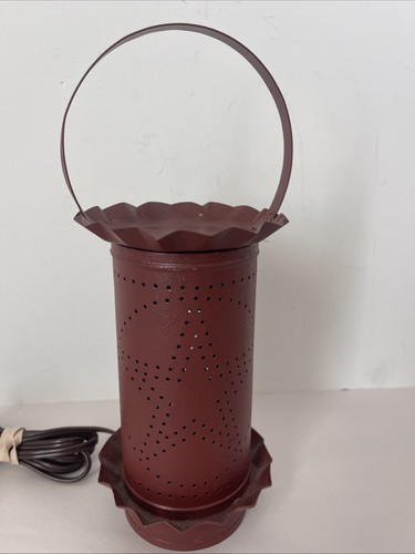 Punched tin electric lantern - tin,